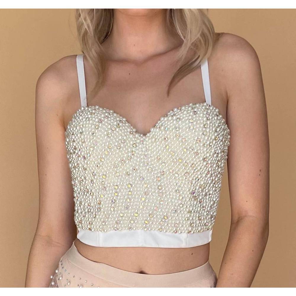 NEW THE SANG diamonds & pearls top in white
